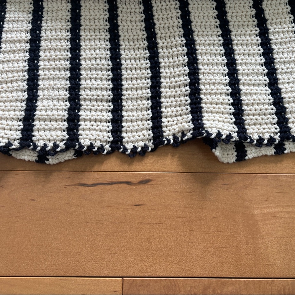 NWT HeySon Crochet Knit Stripe Pencil Skirt Navy/Cream 2XL - Picture 6 of 9